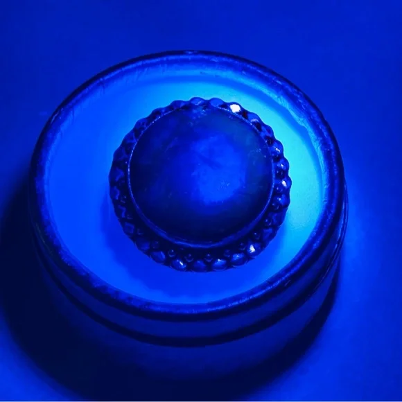 New Artisan Blue Green Natural Azurite Stone 925 Sterling Silver Circle Ring - Picture 9 of 15